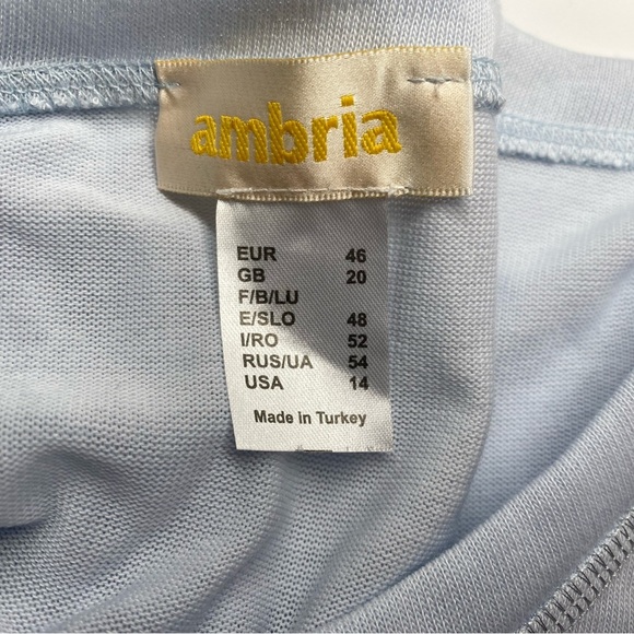 Ambria Size 14 3/4 Sleeve Blue Shirt w/ Metallic Stars & Button Sleeve Detail - Picture 4 of 14